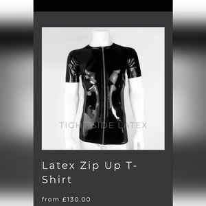 Men's latex t-shirt zip front Medium